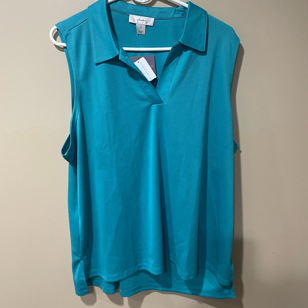 CJ Banks Turquoise Sleeveless Tank Top